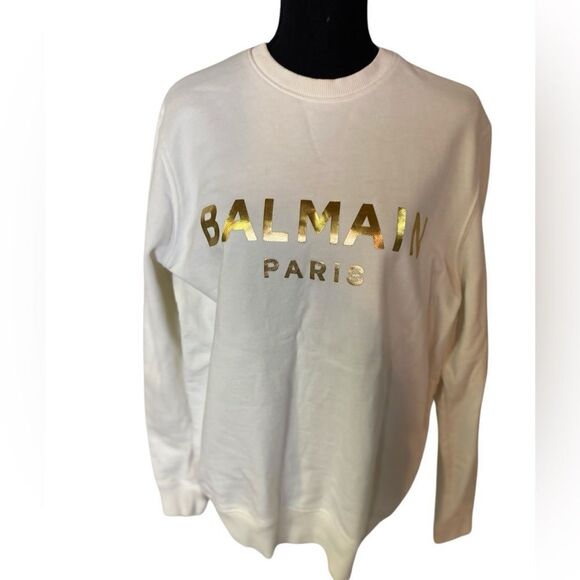 #317 BALMAIN PARIS Gold Foil Sweatshirt - Picture 1 of 13